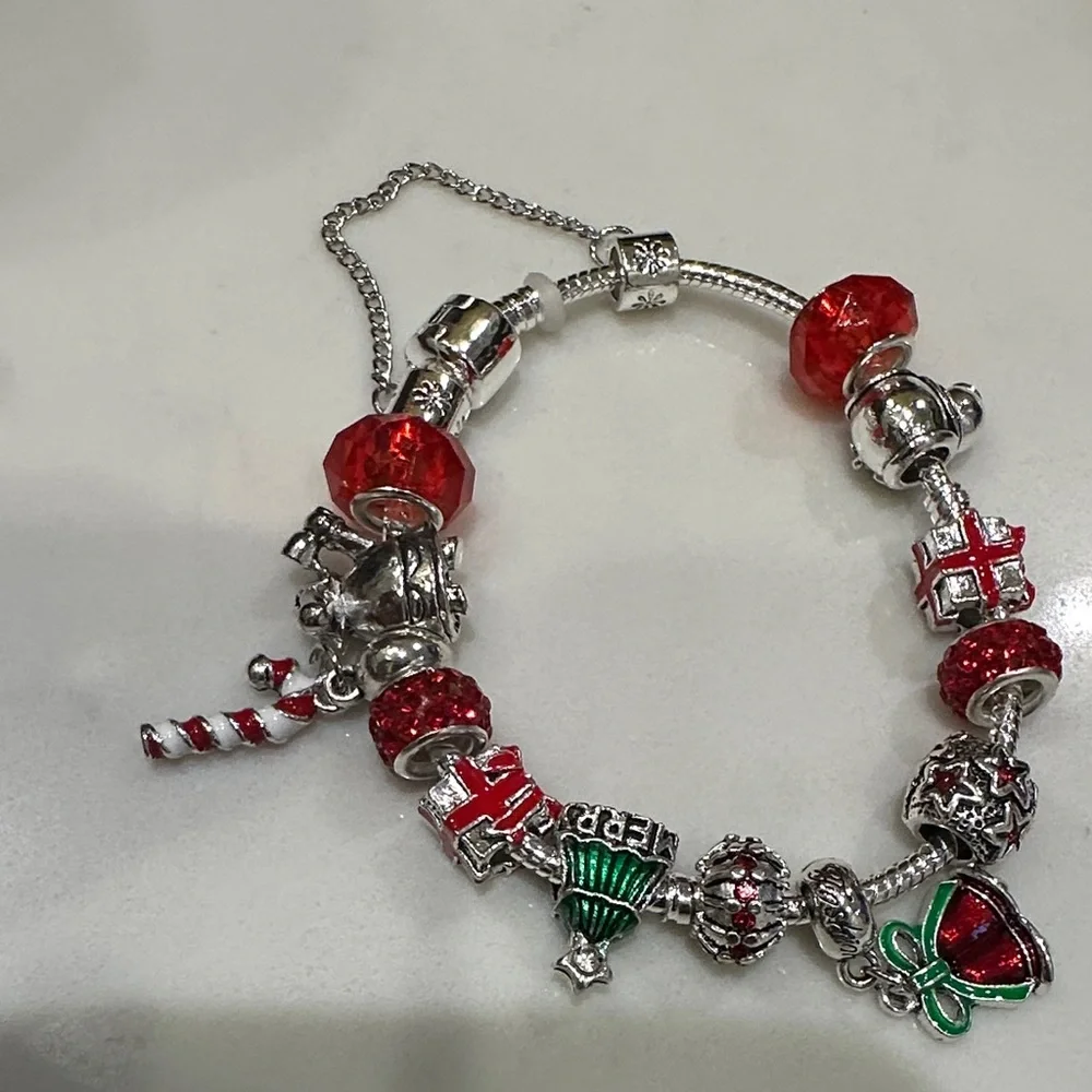 Adidas Silver Bracelet with Red and Green Charms - Picture 3 of 17